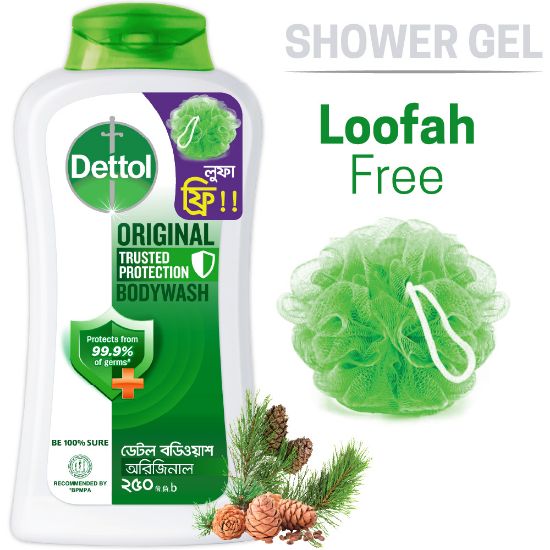 Picture of Dettol Antibacterial Body Wash Loofah Free Shower Gel Original Pine Fragrance with Trusted Protection 250ml