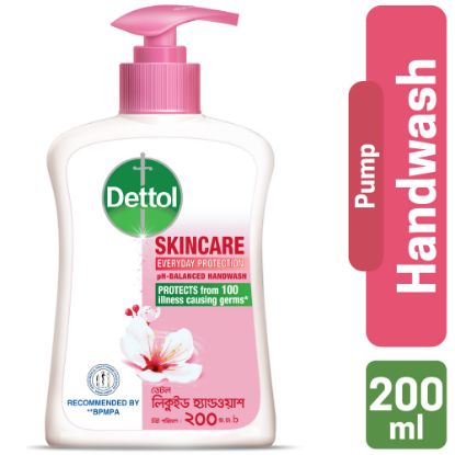 Picture of Dettol Handwash Skincare 200ml Pump, pH-Balanced Liquid Soap with Moisturizers