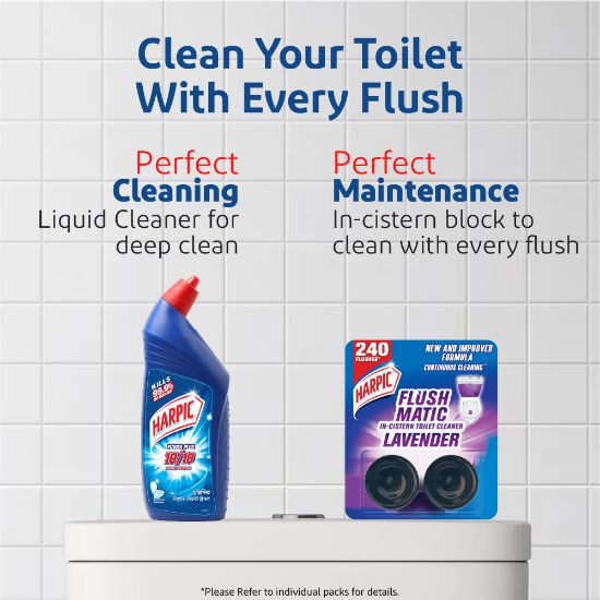 Picture of Harpic Flushmatic Lavender In Cistern Toilet Cleaner Blocks (100g) 2pcs