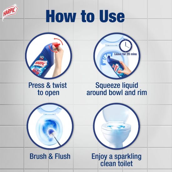 Picture of Harpic Toilet Cleaner 2L (1L X 2), Double Pack Original Power Plus 1010 Stain Remover