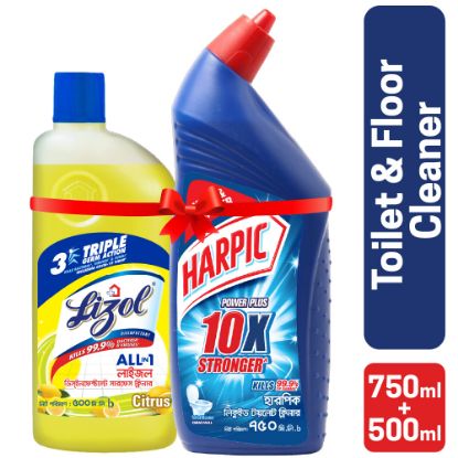 Picture of Harpic Lizol Double Protection- 750ml Toilet Cleaner & 500ml Citrus Surface Cleaner Combo