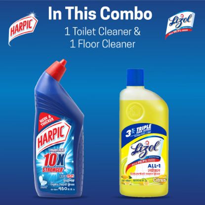 Picture of Harpic Lizol Double Protection- 750ml Toilet Cleaner & 500ml Citrus Surface Cleaner Combo
