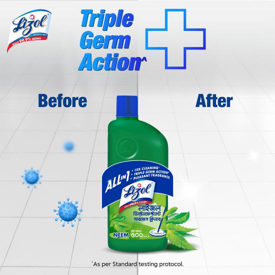 Picture of Lizol Disinfectant Floor & Surface Cleaner 1L Neem, Kills 99.9% Germs