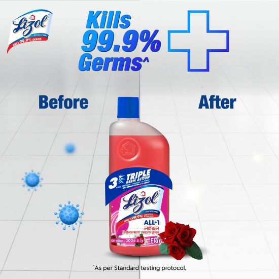Picture of Lizol Disinfectant Floor & Surface Cleaner 500ml Floral, Kills 99.9% Germs