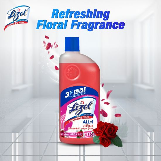 Picture of Lizol Disinfectant Floor & Surface Cleaner 500ml Floral, Kills 99.9% Germs