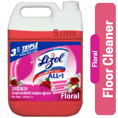 Picture of Lizol Disinfectant Floor & Surface Cleaner 5L Floral, Super Saver Pack, Kills 99.9% Germs
