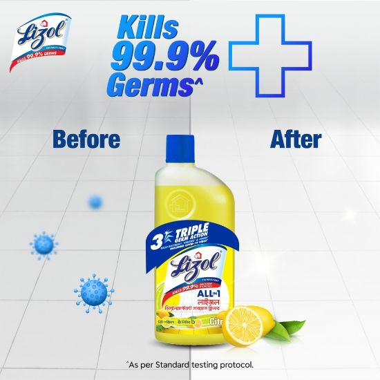Picture of Lizol Disinfectant Floor & Surface Cleaner Citrus 2x1L Double Pack, Kills 99.9% Germs