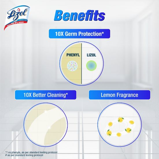 Picture of Lizol Disinfectant Floor & Surface Cleaner Citrus 2x1L Double Pack, Kills 99.9% Germs